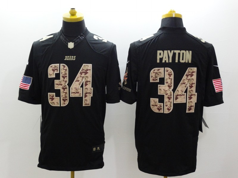 Men's Chicago Bears #34 Walter Payton Black Team Jersey
